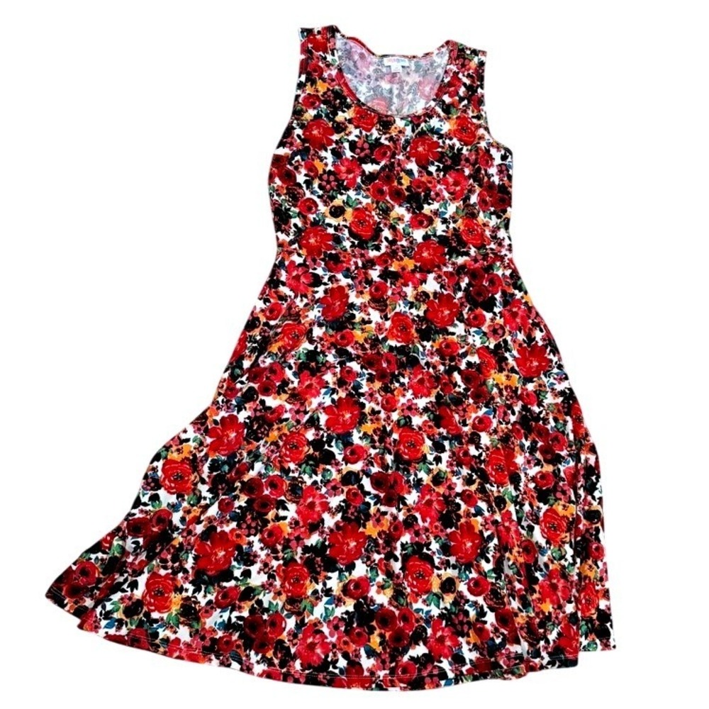 NWT LuLaRoe Nicki Floral Dress Pockets Bright Summer Medium Tank Dress